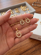 Conjunto círculos entrelaçados - colar e brincos - banhado a ouro 18k - foto 3
