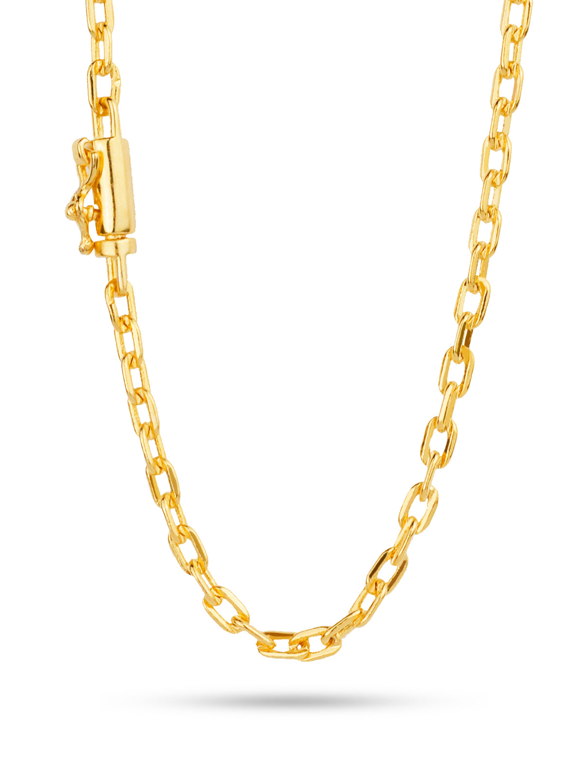 Corrente Cadeado 3 mm - fecho canhão - banhado a ouro 18k