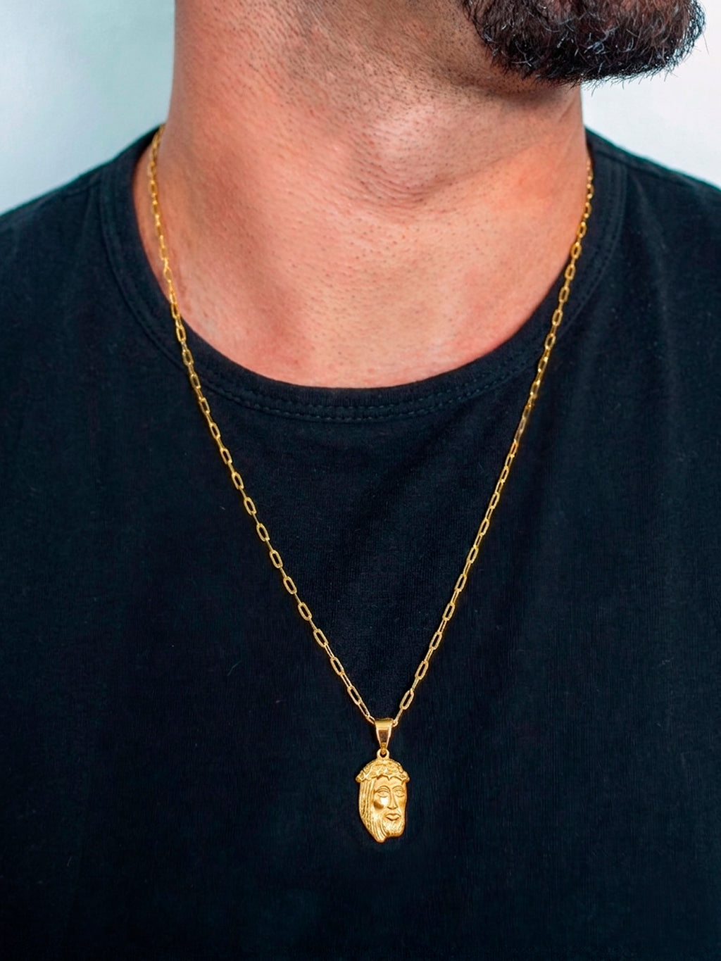 Pingente Face de Cristo - banhado a ouro 18k - foto 3