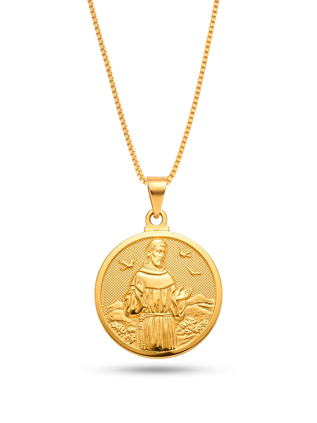 Corrente medalha São Francisco de Assis - veneziana - banhado a ouro 18k