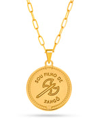 Corrente medalha Xangô marrom - elo longo - banhado a ouro 18k - foto 3