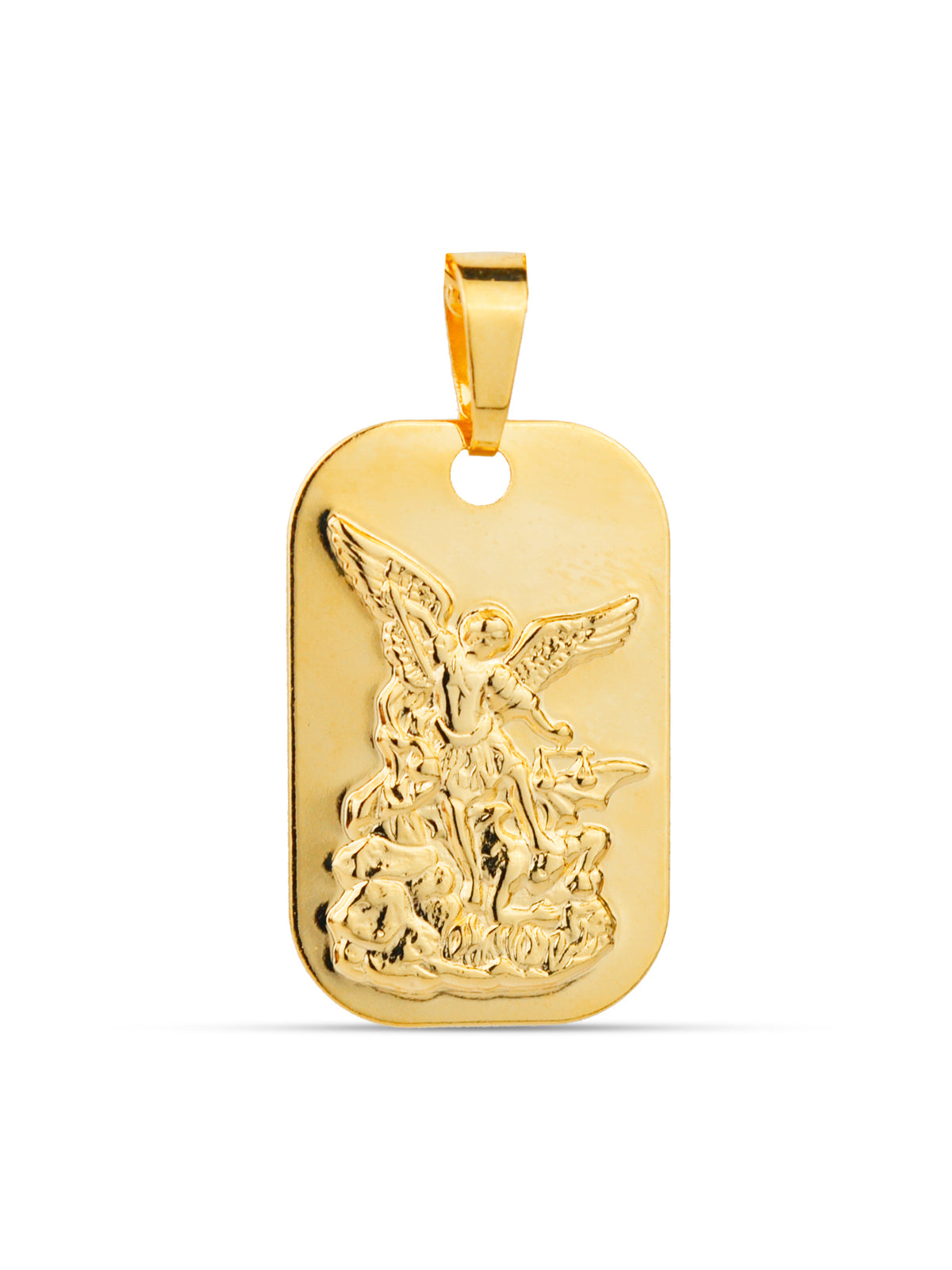 Pingente placa São Miguel Arcanjo - banhado a ouro 18k