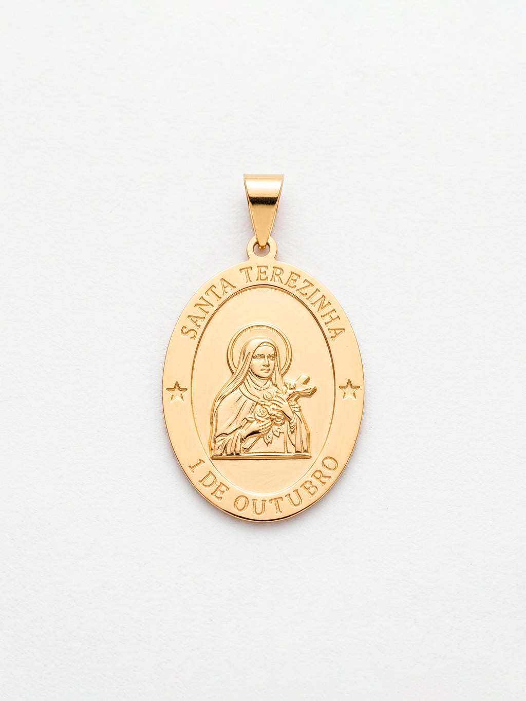 Pingente Santa Terezinha 2,5 x 1,8 cm - banhado a ouro 18k