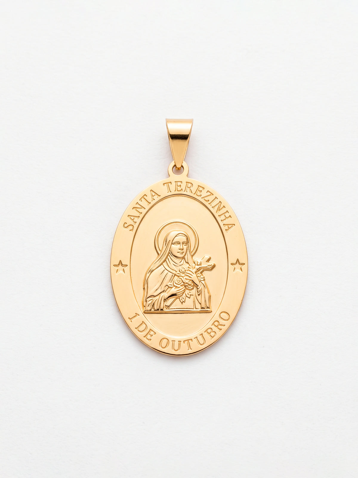 Pingente Santa Terezinha 2,5 x 1,8 cm - banhado a ouro 18k