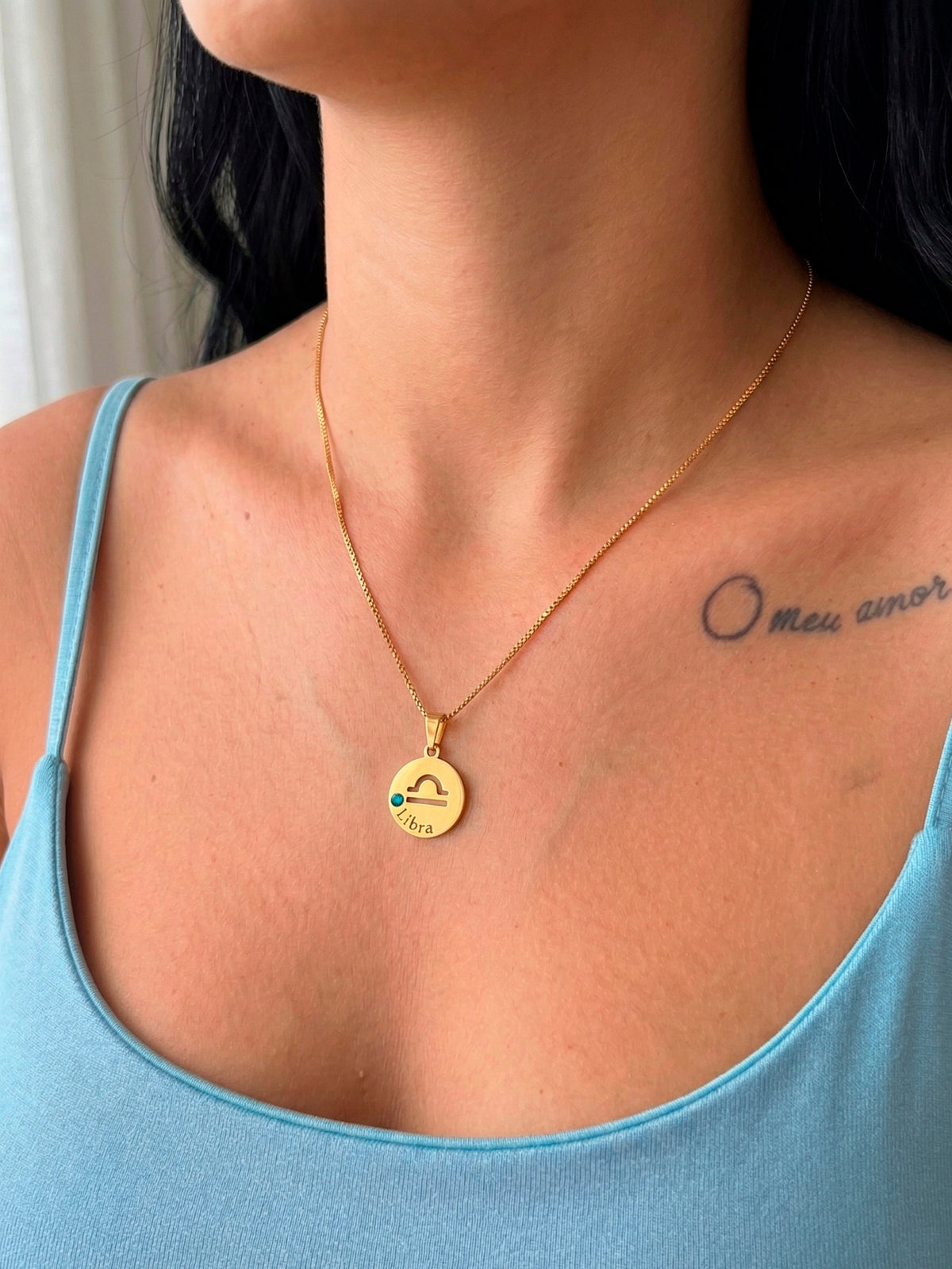 Corrente signo Libra - veneziana - banhado a ouro 18k - foto 2