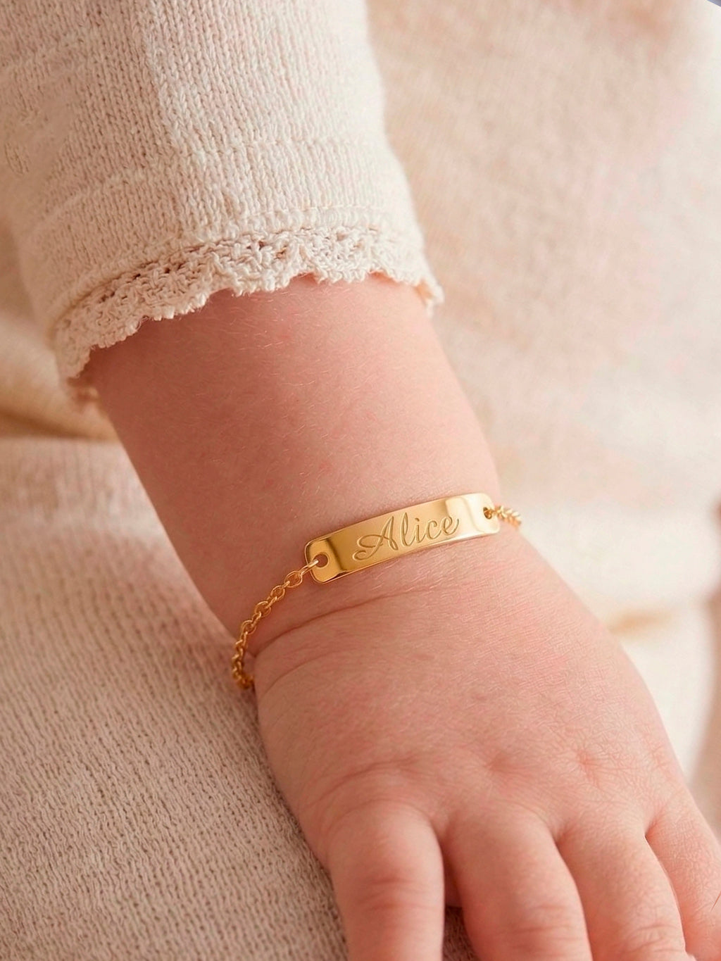 Pulseira Infantil com plaquinha - banhada a ouro 18k - foto 3