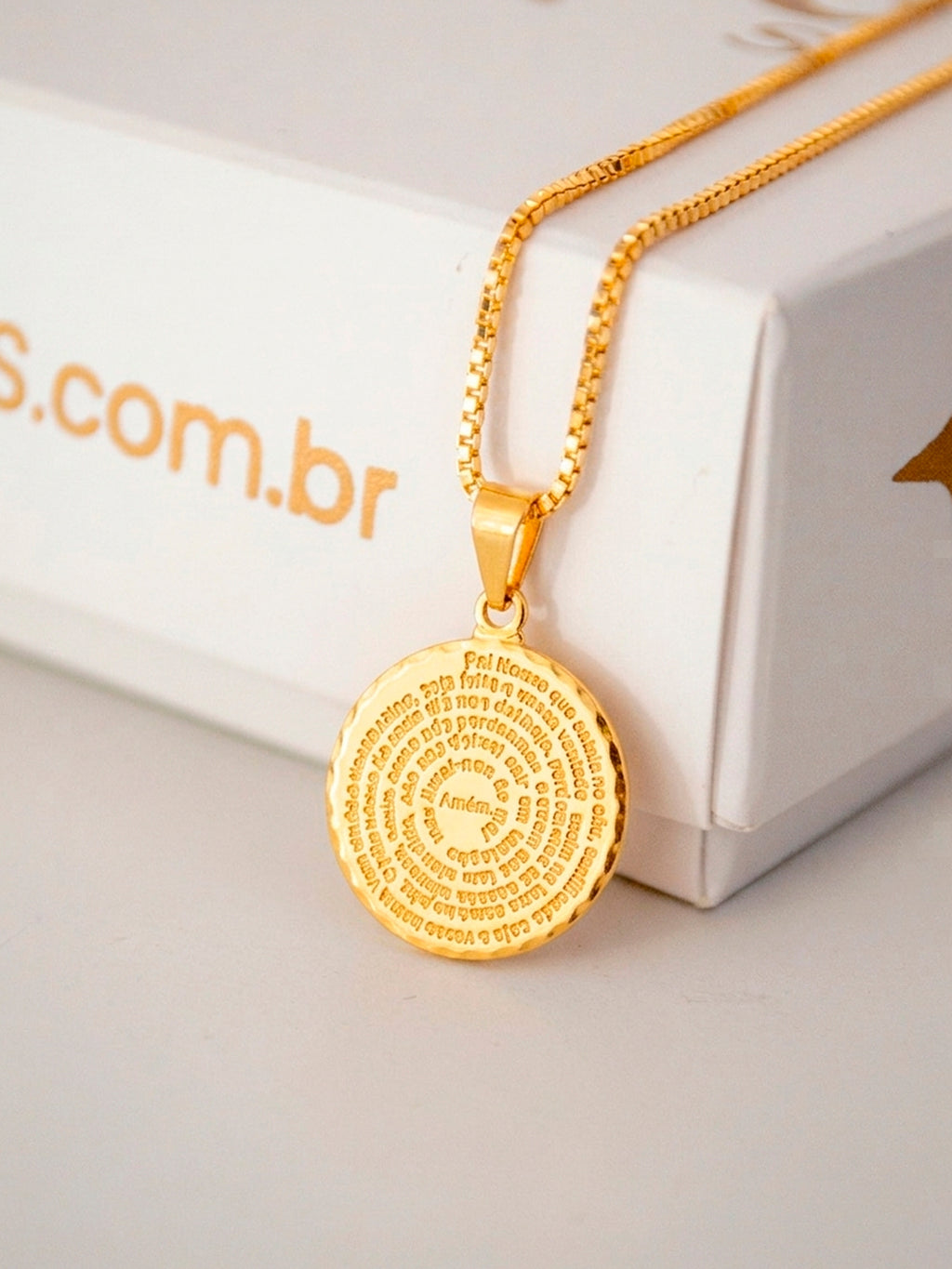 Corrente Pai Nosso Espiral - veneziana - banhado a ouro 18k