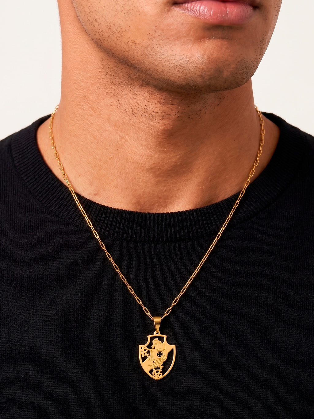 Corrente Vasco vazado - elo longo - banhado a ouro 18k - foto 2