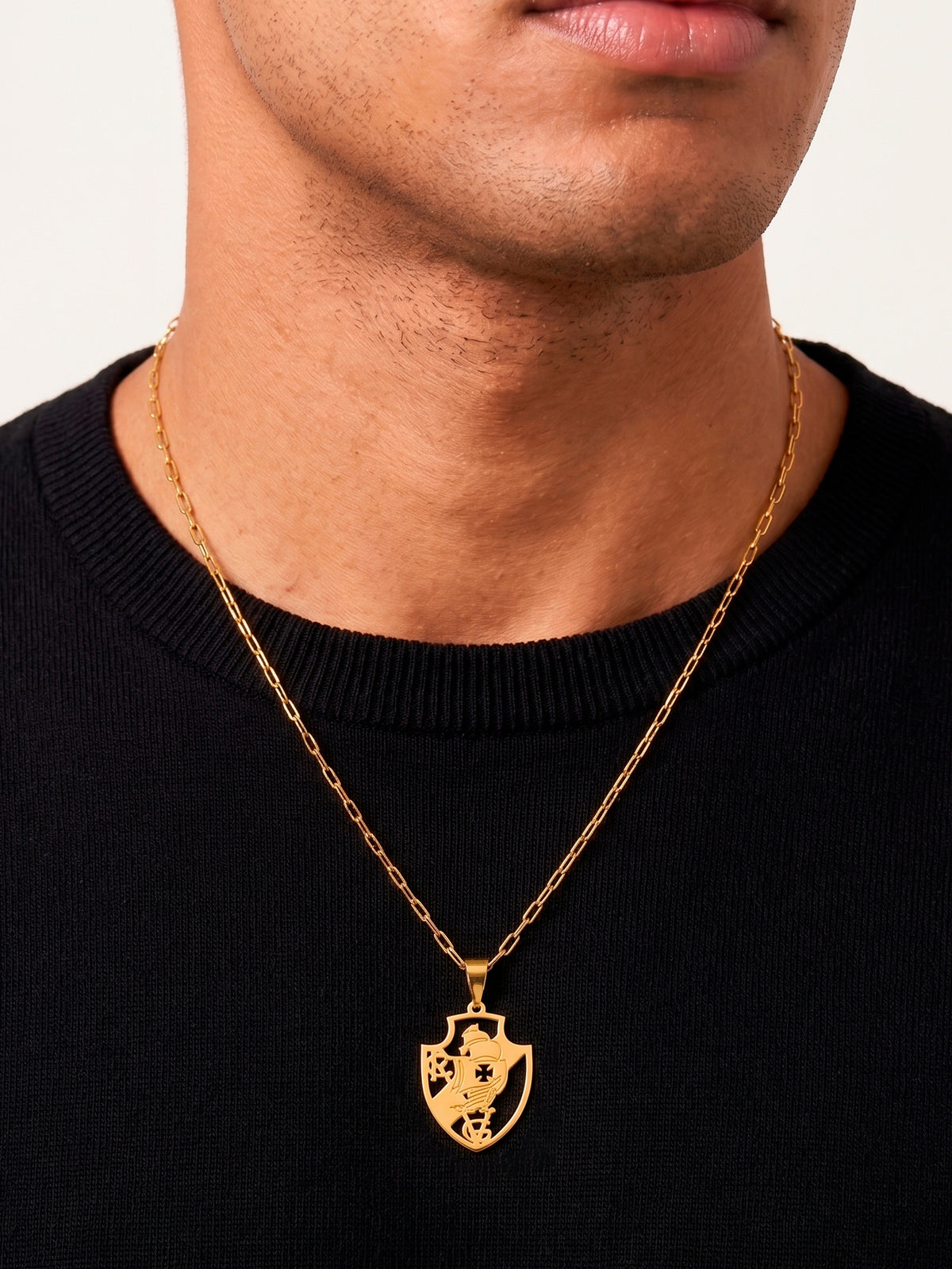 Corrente Vasco vazado - elo longo - banhado a ouro 18k - foto 2