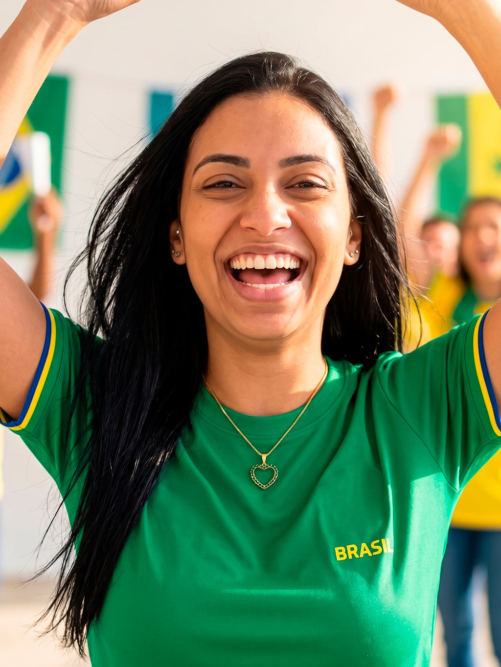 Corrente coração brasileiro - veneziana - banhado a ouro 18k - foto 3