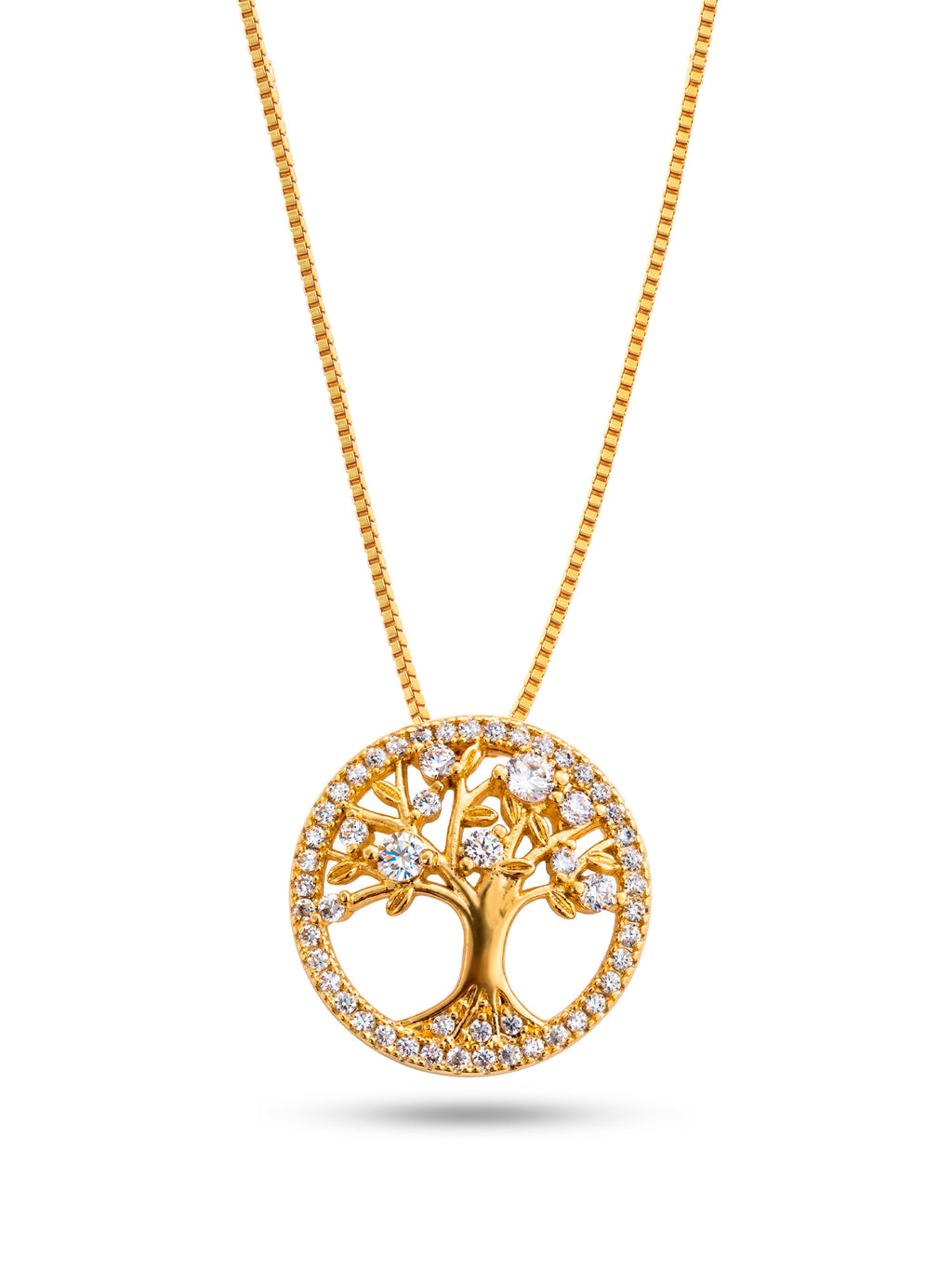 Corrente árvore da vida cravejado - veneziana - banhado a ouro 18k