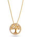 Corrente árvore da vida cravejado - veneziana - banhado a ouro 18k
