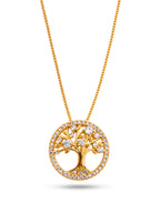 Corrente árvore da vida cravejado - veneziana - banhado a ouro 18k