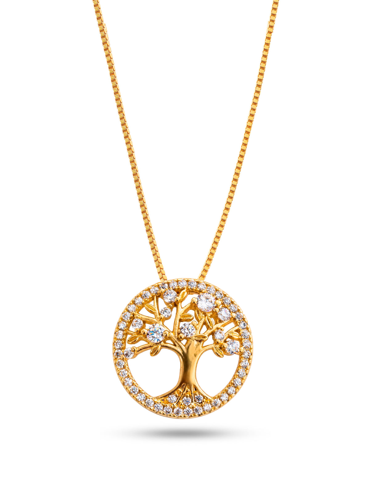 Corrente árvore da vida cravejado - veneziana - banhado a ouro 18k