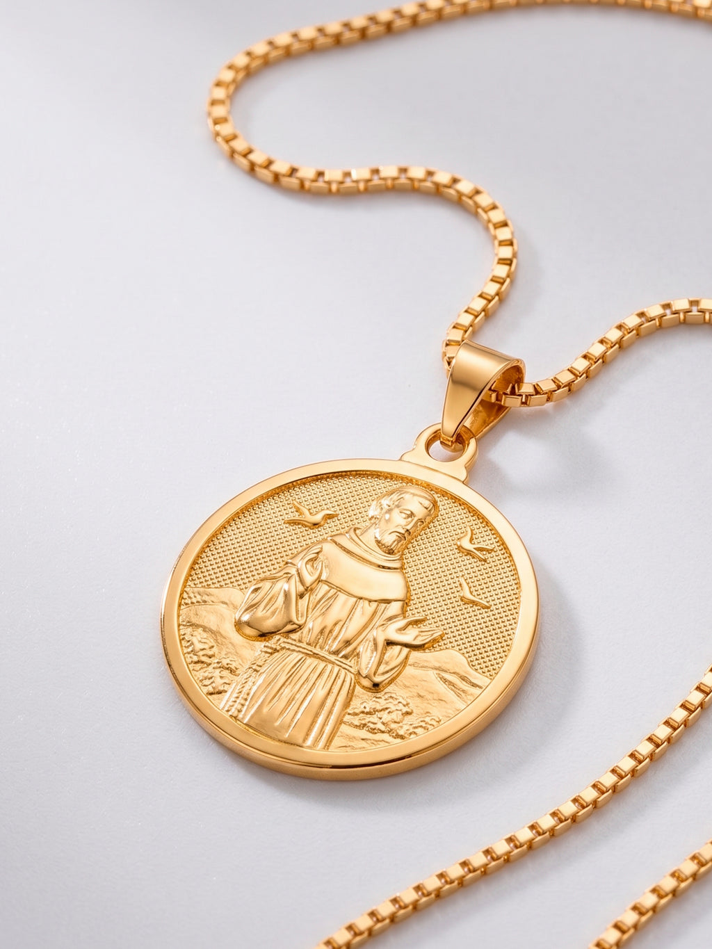 Corrente medalha São Francisco de Assis - veneziana - banhado a ouro 18k - foto 4